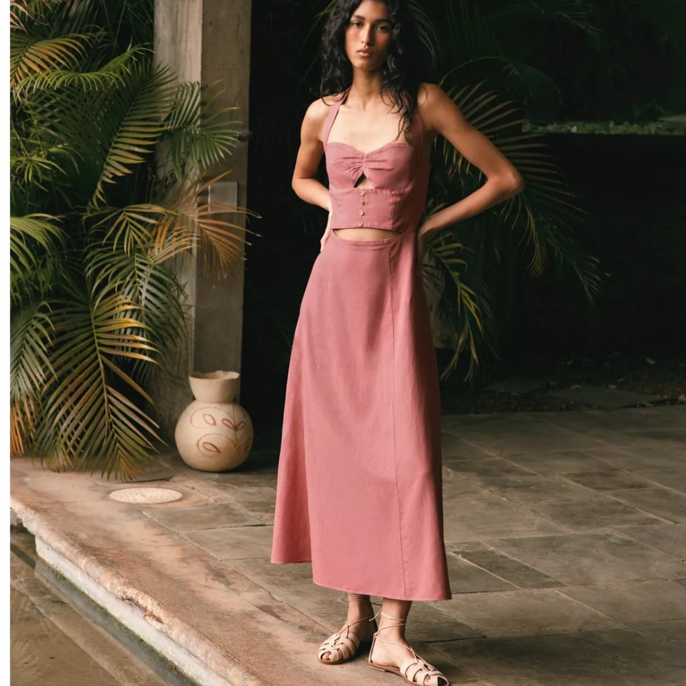Zara Ramie halter dress